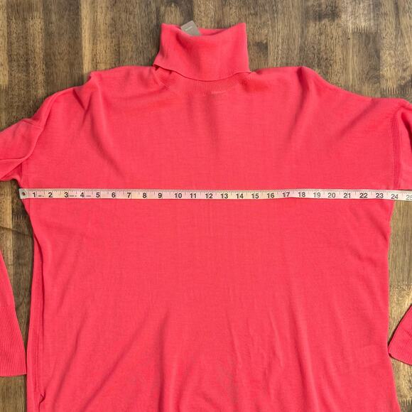 J.Crew Merino Wool Turtleneck Sweater w/Side Slits Neon Blossom Women’s Medium - Picture 4 of 8